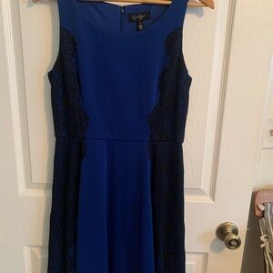 Jessica Simpson Royal Blue and Black Lace Midi Dress